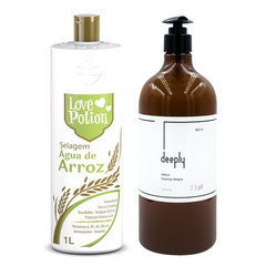 Кератин Love Potion Selagem Agua De Arroz + Deeply Medium Cleansing Shampoo 7.3 pH