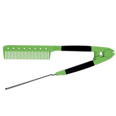 Keratin Helper Hairbrush V Shaped METAL comb GREEN