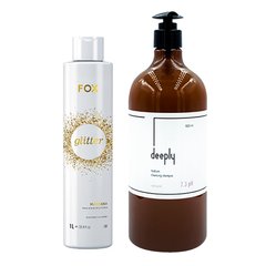 Кератин Fox Glitter + Deeply Medium Cleansing Shampoo 7.3 pH 1000+1000 мл