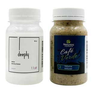 Keratin Natureza Cafe Verde + Deeply Medium Cleansing Shampoo 7.3 pH 100+100 ml
