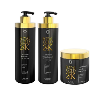 Beox Royal Gold 24K Luminous Straightener Hair Kit 500 ml