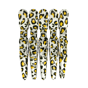 Hair Expert Clip Crocodile clips, x5, Leopard Yellow