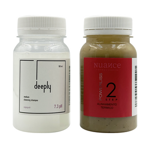 Кератин Nuance Professional Power Liss Exclusive + Deeply Medium Cleansing Shampoo 7.3 pH 100+100 ml